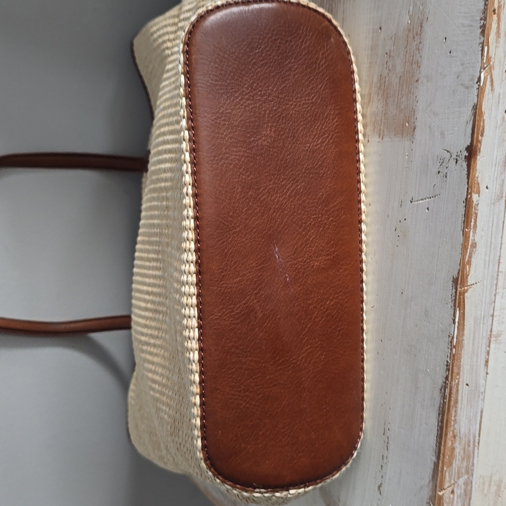 Madewell The Leather-Trimmed Straw Tote In Rustic Twig Multi - Picture 10 of 15